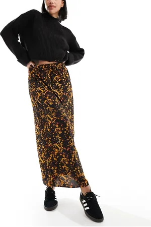 ONLY Maxi skirt with side slit in animal print