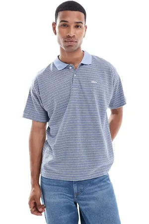 Obey Contrast collar polo top in stripe