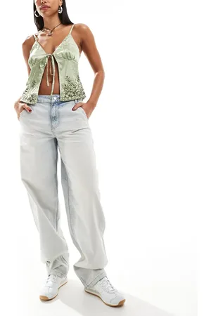 Noisy May Mid waist loose fit jeans in bleached