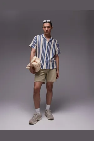 Topman Short sleeve relaxed striped crochet shirt in