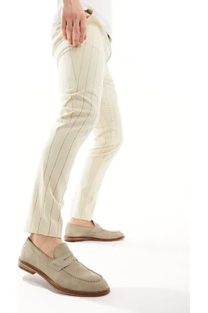 WALK LONDON Valentine Saddle Loafers In Stone Suede