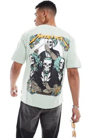 Only & Sons Oversized t-shirt with Metallica back print in sage