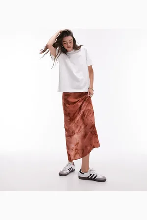 Topshop Super high-waist smudge flower maxi skirt in rose
