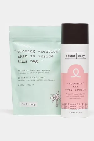 Frank Body Smoothing AHA Body Lotion 140m + Free Gift - Coconut Coffee Body Scrub 100g
