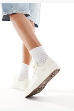 Converse Chuck Taylor All Star Ox organza flower trainers with chunky laces in cream