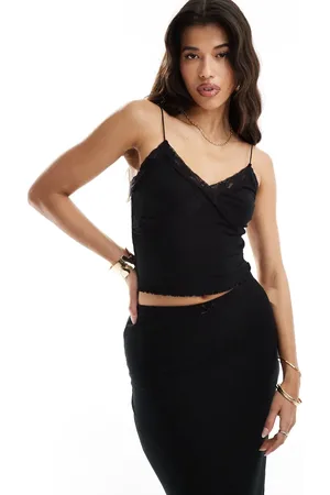 Kaiia Ribbed bow detail cami top co-ord in