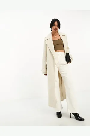 Pretty Lavish Oversized boucle coat in cream