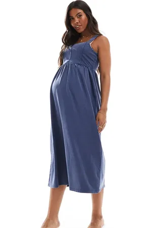 Mama;licious Mamalicious Maternity jersey cami midi dress in washed