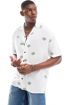 JACK & JONES Revere collar placement print shirt in