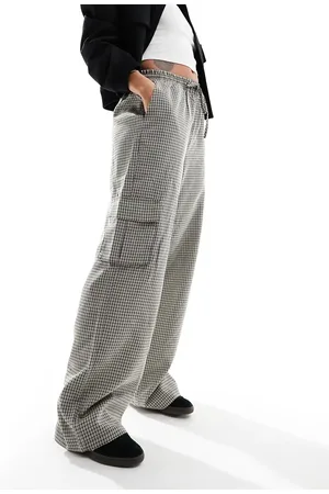 VERO MODA Wide leg trouser in and brown check