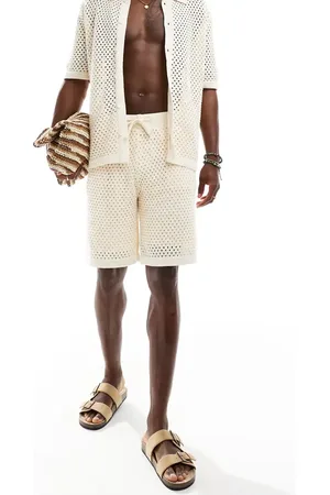 Sixth June Co-ord crochet shorts in beige