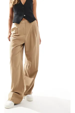 VERO MODA Wide leg dad trousers in camel