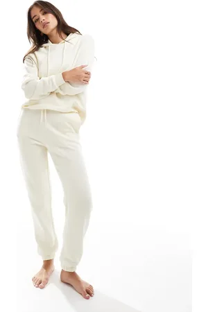 Pieces® Sweat jogger co-ord with tie waist in neutral beige