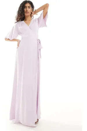 Maids to Measure Bridesmaid wrap maxi dress in lilac