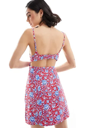 MANGO Floral printed midi dress in and blue