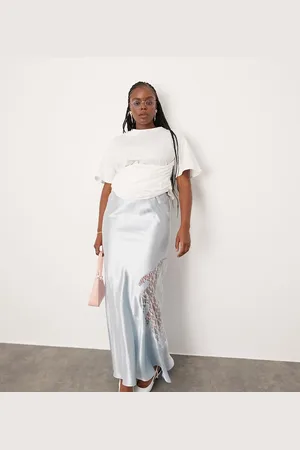 ASOS ASOS DESIGN Curve satin and lace maxi skirt in