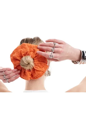 DesignB London Oversized broderie hair scrunchie in bright
