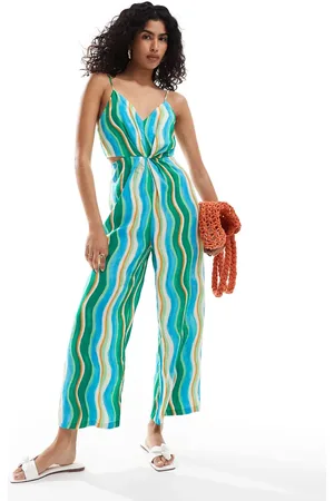 MANGO Stripe cami wide leg jumpsuit in