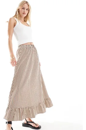 ONLY Tall gingham maxi skirt in