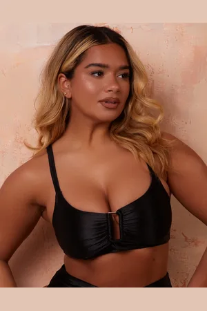Wolf & Whistle X Natalie Gessey Fuller Bust bikini top with gold ring detail