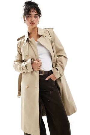 MANGO Panel detail trench coat in beige