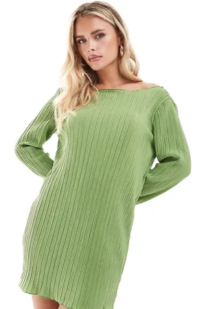 VERO MODA Plisse mini dress with fluted sleeve in mid