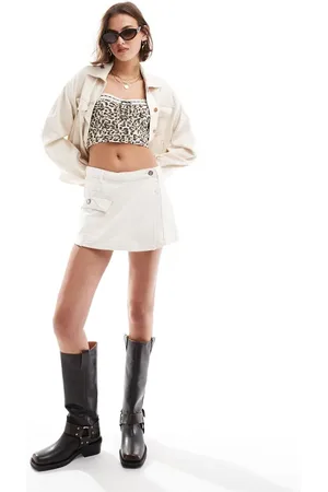 ONLY Twill skort with cargo pocket detail in ecru