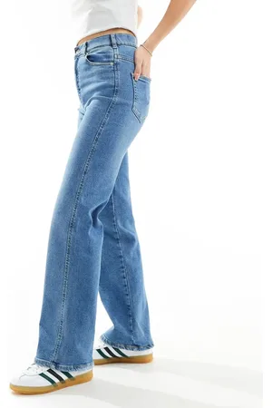 Dr Denim Moxy straight leg jeans in cape sky worn hem
