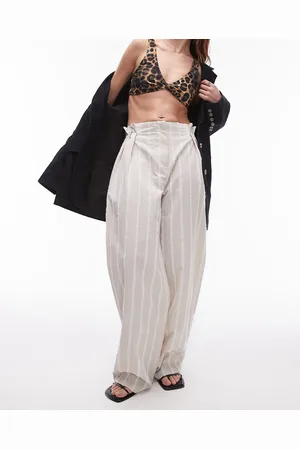 Topshop Co-ord textured stripe detail wide leg trouser in