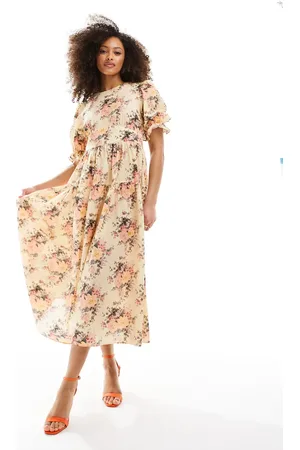 & OTHER STORIES Puff sleeve midi dress in floral print