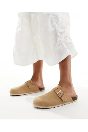 Truffle Collection Faux suede clogs in beige