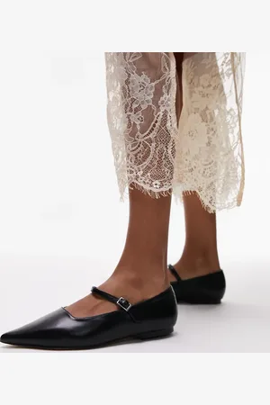 Topshop Ava pointed toe ballet flat shoe in