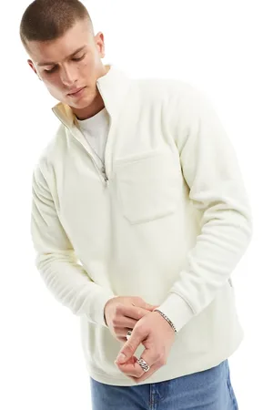 SELECTED Mini fleece half zip sweat in ecru