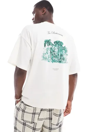 SELECTED Oversized t-shirt with bahamas backprint in cream