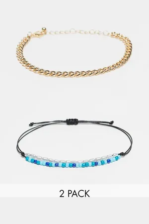FADED FUTURE Pack of 2 chain and beaded macrame festival bracelets in