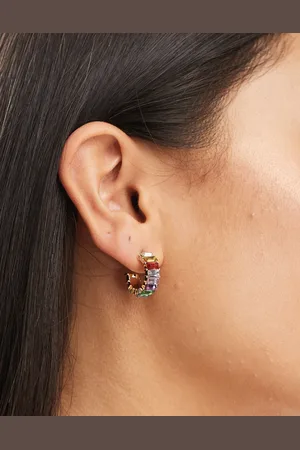 SVNX Multicoloured half hoop earrings
