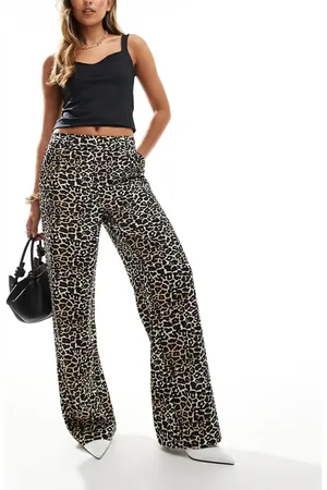 Object Tailored wide leg trousers in leopard print