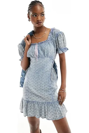 Reclaimed Broderie mini western cowgirl dress