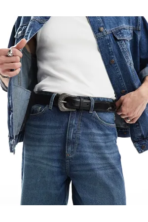 ASOS Leather woven belt with western buckle in