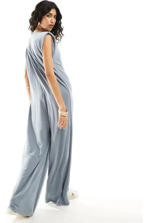 ASOS Premium modal sleeveless oversized jumpsuit with shoulder pad in