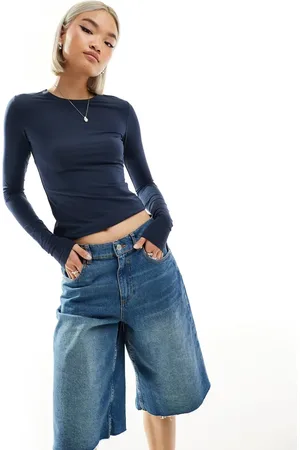 Weekday Slim fit long sleeve t-shirt in dark blue
