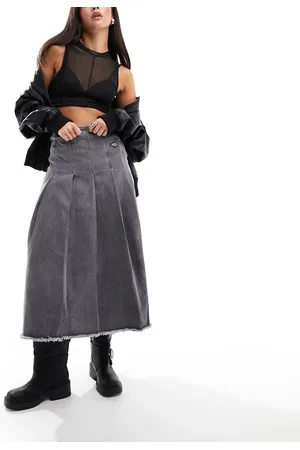 Basic Pleasure Mode Angelica denim maxi kilt skirt in
