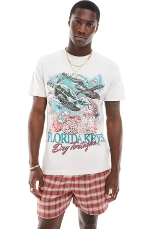 Abercrombie & Fitch Florida Keys print relaxed fit t-shirt in beige