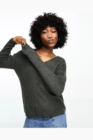 VERO MODA Lightweight v neck knitted jumper in melange