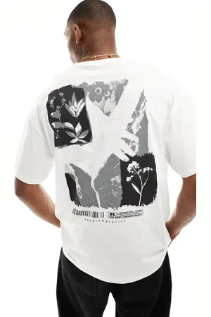 JACK & JONES Oversized t-shirt with mono flower back print in