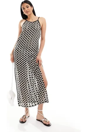 Iisla & Bird Maxi crochet beach dress in black and white