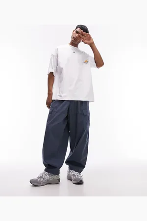 Topman Wide leg cargo trousers in mid