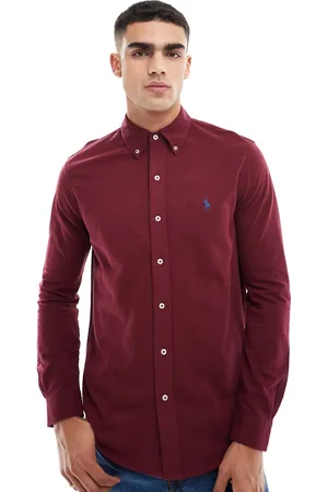Ralph Lauren Icon logo pique shirt in burgundy marl