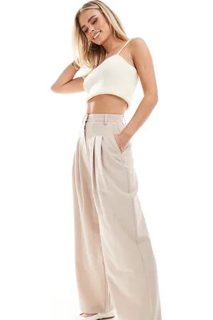Miss Selfridge Wide leg tailored trouser in taupe