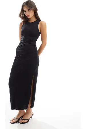 New Look Slinky ruched side maxi dress in